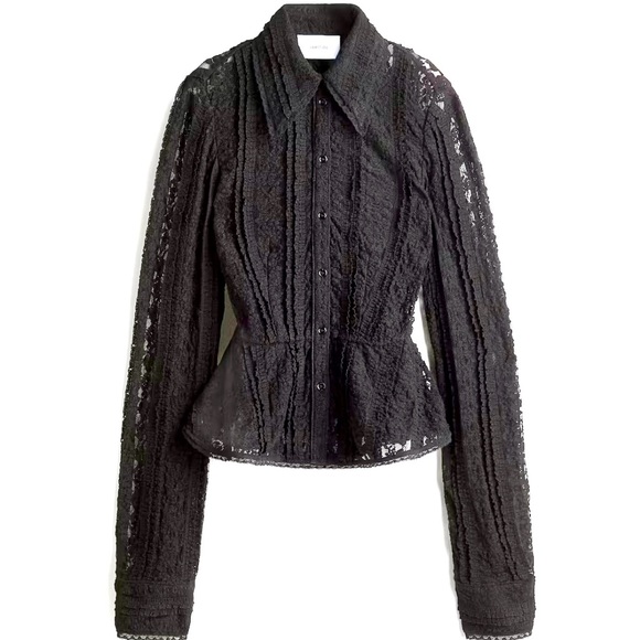 H&M Tops - H&M STUDIO COLLECTION
PEPLUM LACE BLOUSE BLACK SIZE S
